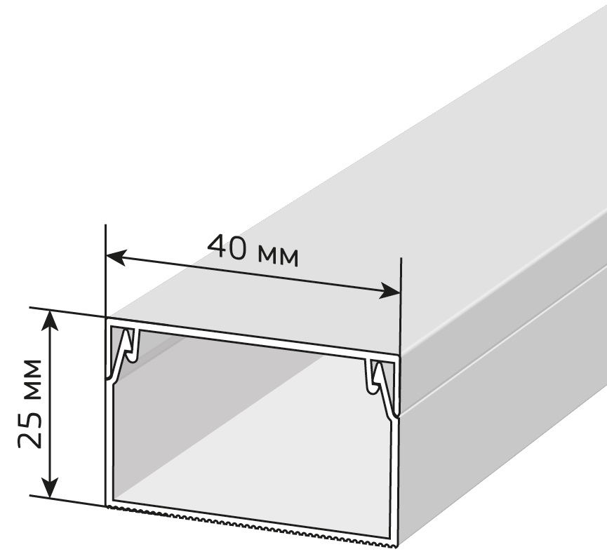 Кабель-канал белый 2-й замок в п/э 40х25 мм (30м/уп) Промрукав