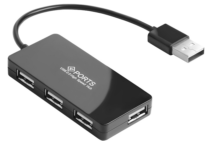 USB Hub 2.0, на 4 порта, 0,15м, черный