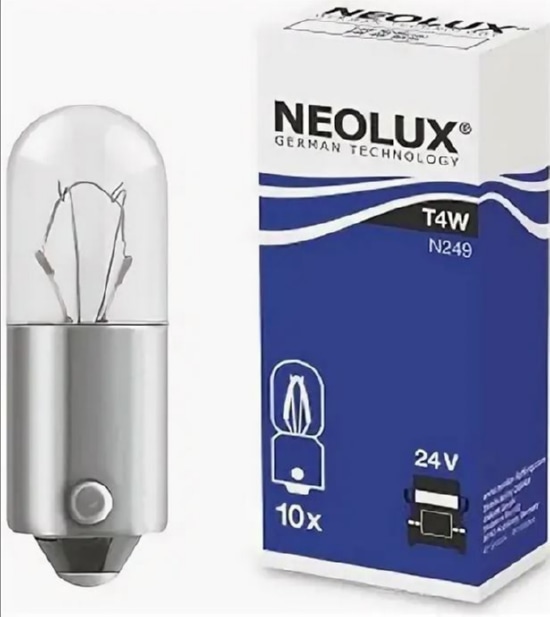 Лампа T4W N249 4W 24V BA9S 5XFS10 NEOLUX (только упаковками по 10шт)