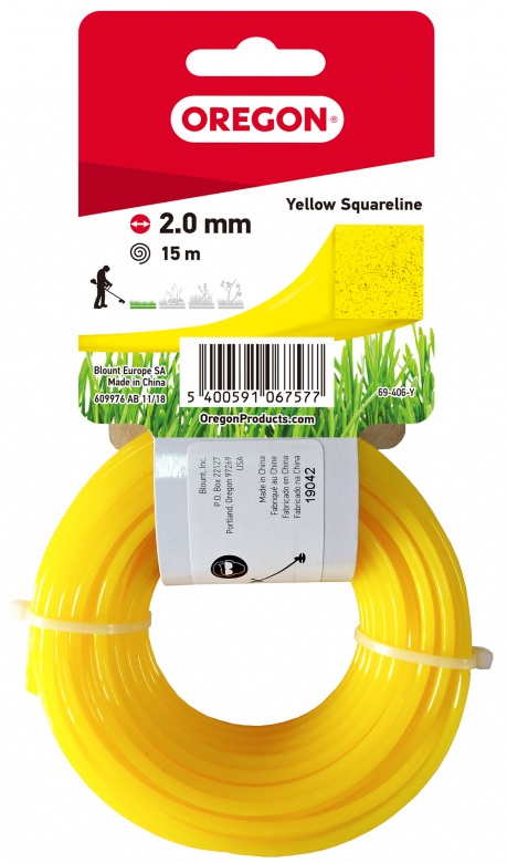 Леска Yellow: желтая, квадрат, на картоне, 2.0 мм х 15 м OREGON