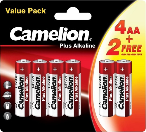 Элемент питания Camelion  LR06  Plus Alkaline 4+2 (4+2LR06-BP, батарейка,1.5В)