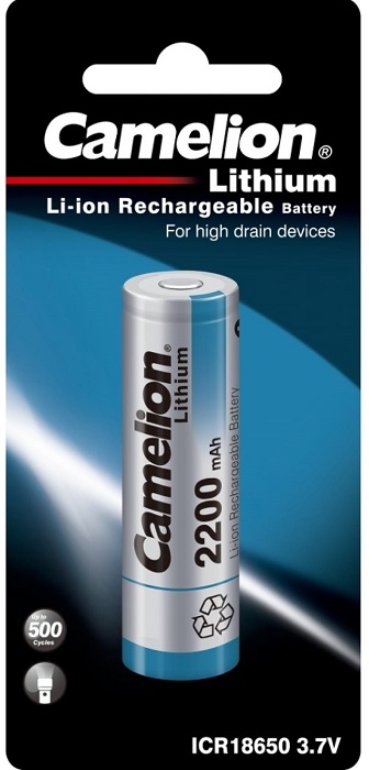 Аккумулятор Camelion ICR18650 2200 mah (ICR18650F-22BP1, аккумулятор, 3.7 V, Li-Ion/ LiCoO2)