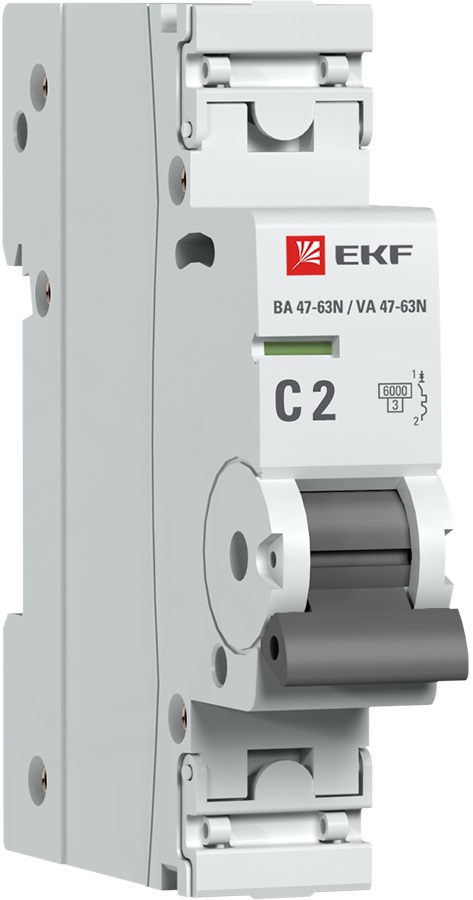 Автоматический выключатель 1P 2А (C) 6кА ВА 47-63N EKF PROxima