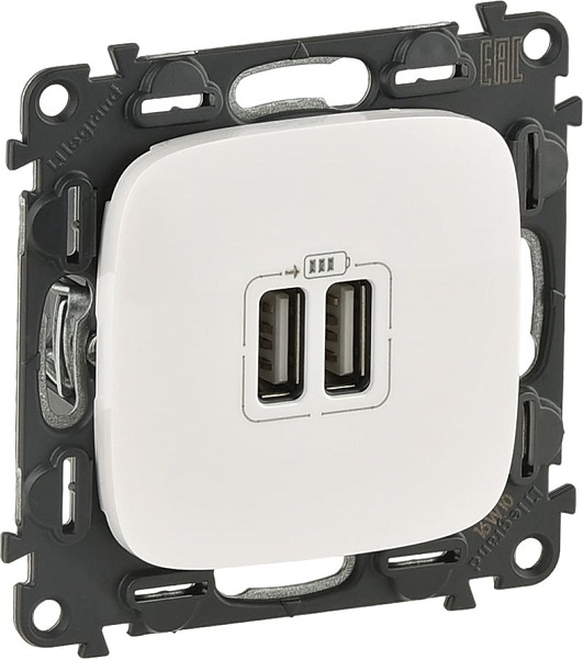 ALLURE_Розетка 2 х USB для зарядки, Белая, (754995)  LEGRAND
