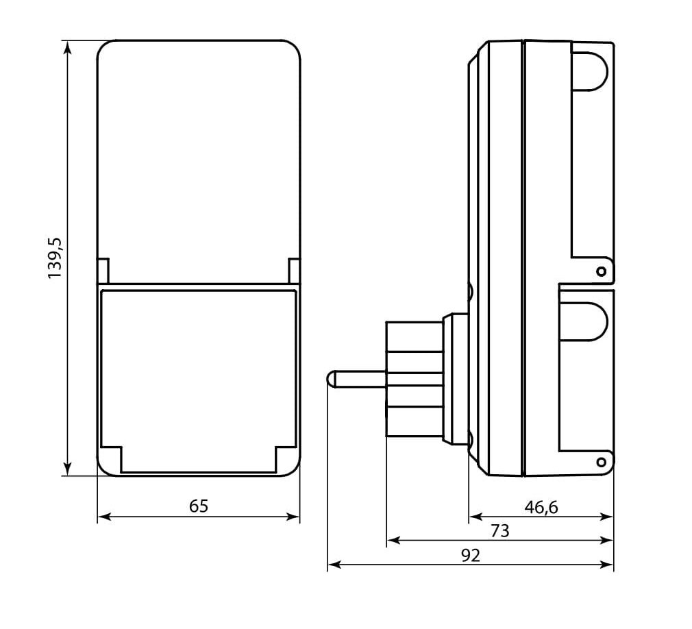 УЗО-Р-IP44-16-30(в розетку) 16А 30мА TDM