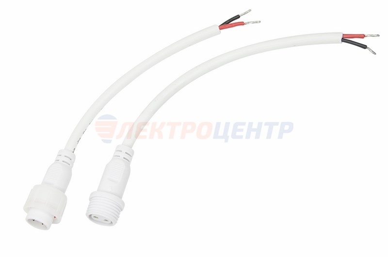 Соединительный кабель (2pin) герметичный (IP67) 2х1,0мм2  300V  белый  REXANT