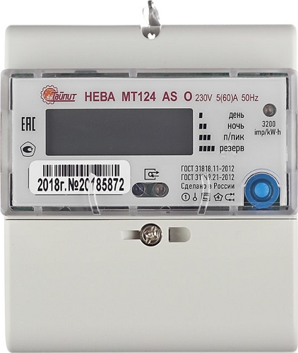 Счетчик эл. НЕВА МТ 124 AS O 5/60А 220В