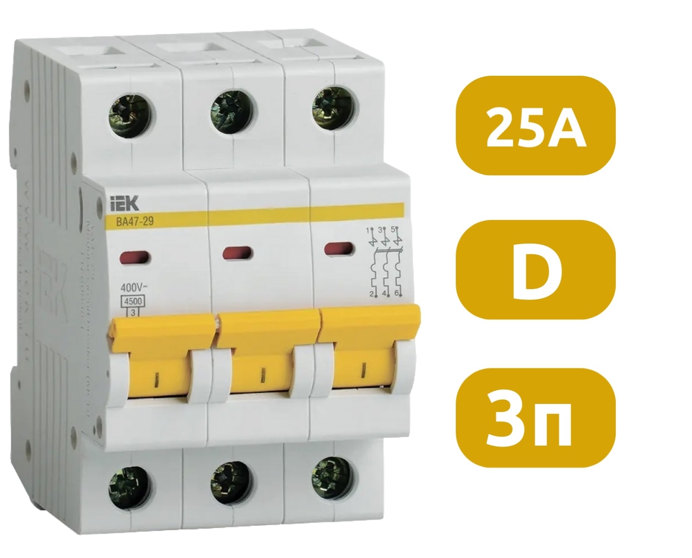 Автоматический выключатель ВА47-29 D25/3 4,5кА IEK