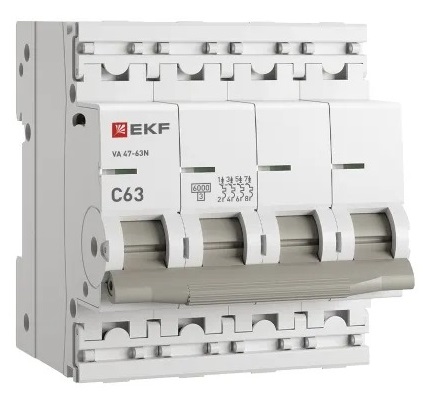 Автоматический выключатель ВА 47-63N C63/4 6кА Proxima EKF (без НДС)