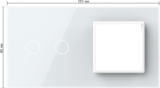 Панель для сенсорного выключателя и розетки Livolo, 2 клавиши, цвет белый, стекло