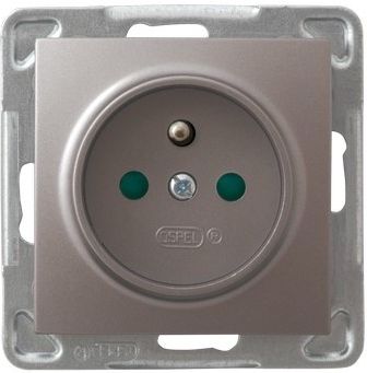 Розетка GP-1YZP/m/23 1014 одинарная с/з "штырь" + шторки (без рамки)
