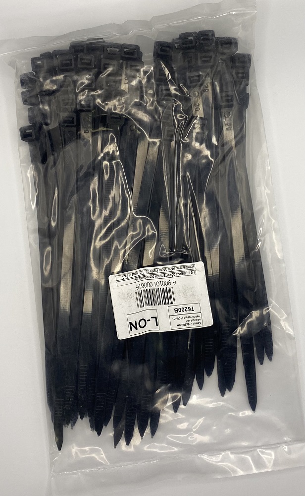 Хомут 7,6*200 чёрный UV нейлон (100шт) (L-ON), уп