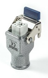 Розетка переносная 4 полюса, 10А, верхний ввод PG11, скоба