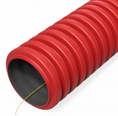 Труба гофрированная двустенная ПНД гибкая тип 450 (SN26)  с/з красная д32 (50м/уп)