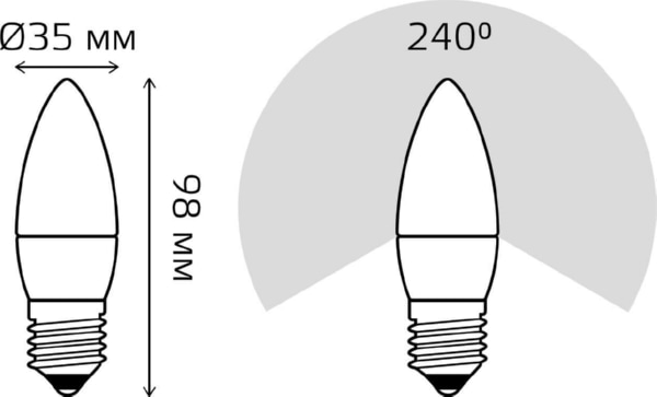 Лампа Gauss Elementary LED  Свеча 6W 220V E27  2700/3000К 420Lm