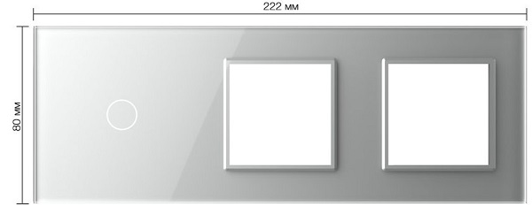 Панель для сенсорного выключателя и двух розеток Livolo, 1 клавиша, цвет серый, стекло