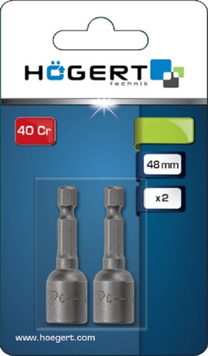 Насадка торцевая с магнитом 10 мм, 1/4", 2 шт. HOEGERT
