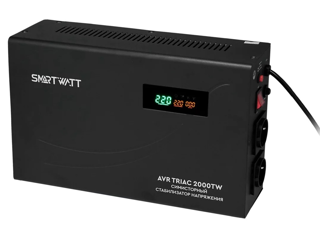 Стабилизатор напряжения AVR TRIAC 2000TW (2000ВА 220 +/-4% Uвх 100-260В) симисторный, настенный