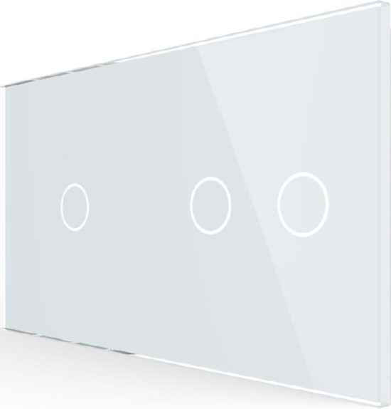 Панель для двух сенсорных выключателей Livolo, 3 клавиши (1+2), цвет белый, стекло