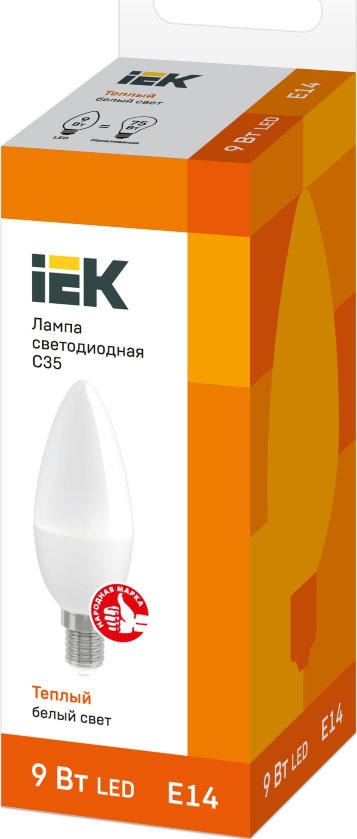 Лампа LED C35 E27 4000К 9Вт 810Lm IEK