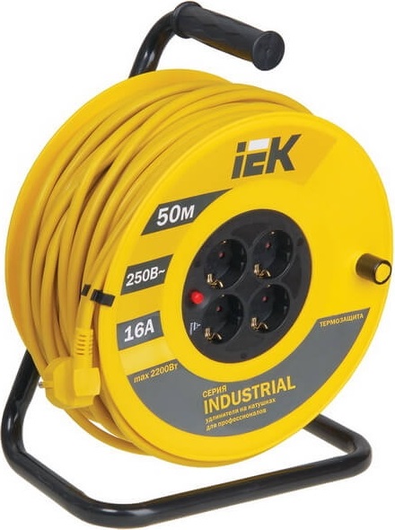 Катушка УК50 с т/з 4 места 2Р+PЕ/50м 3х1,5 мм2 "Industrial" IEK