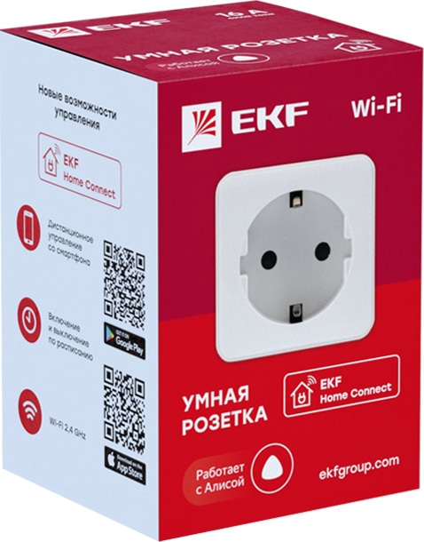 Умная розетка EKF Сonnect Wi-Fi белая