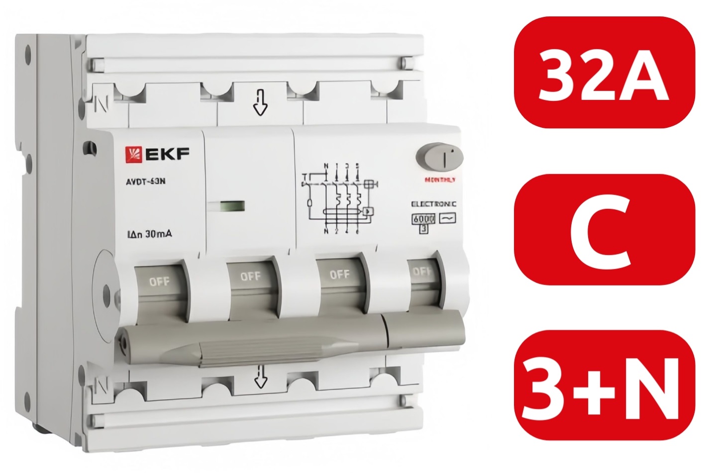 АВДТ-63N C32/3+N 30мА, тип АC, 6кА PROXIMA EKF