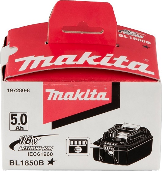 Аккумулятор BL1850B (18В, 5Ач, индикатор заряда), картон, 1 шт. Makita