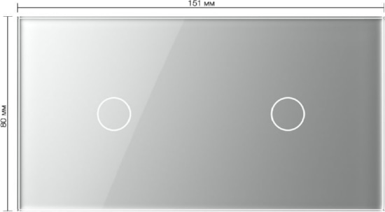 Панель для двух сенсорных выключателей Livolo, 2 клавиши (1+1), цвет серый, стекло