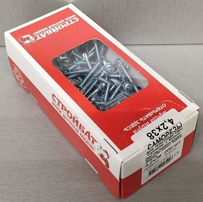 Саморез с прессшайбой со сверлом 4,2*38 (200 шт.) (Стройбат)