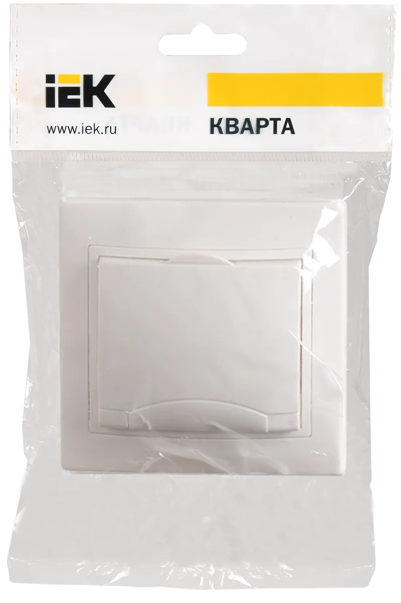 Розетка 1-я c/з с крышкой IP20 белая Кварта IEK