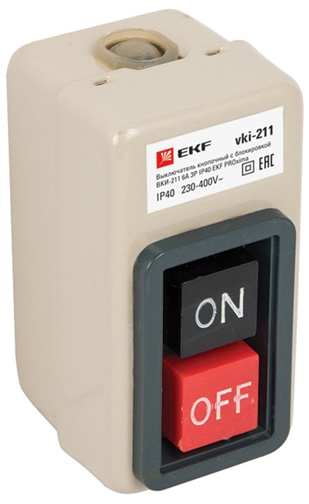 Выключатель кнопочный с блокировкой ВКИ-211 6А 3P IP40 EKF PROxima