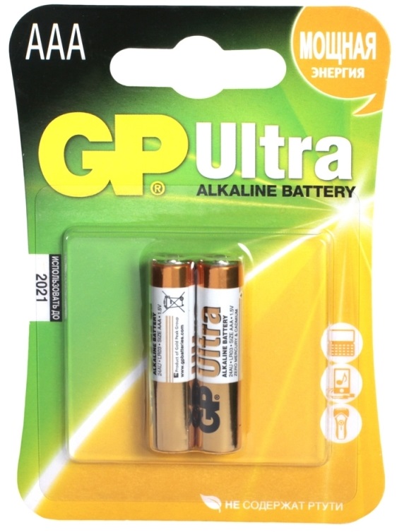 Элемент питания GP 24AU-CR2 Ultra Alkaline, LR03, BL2, блистер 2 шт.