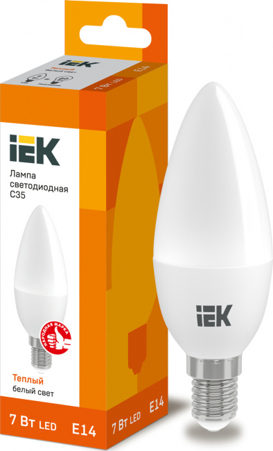 Лампа LED C35 E14 3000К 7Вт 630Lm IEK