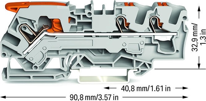 Клеммник 6 кв.мм.55А, 800В,3отв./1пол. сер.