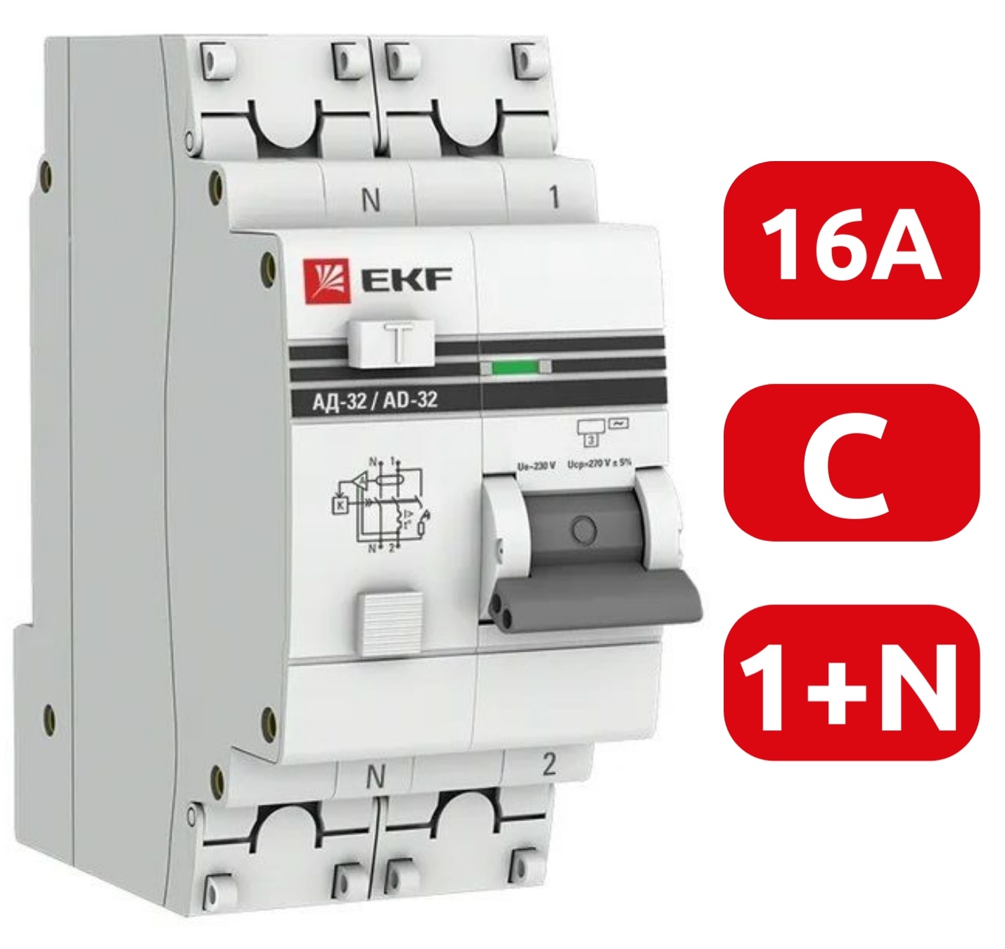 АВДТ АД-32 C16/1+N 30мА, тип АС, 4,5кА PROXIMA EKF РАСПРОДАЖА