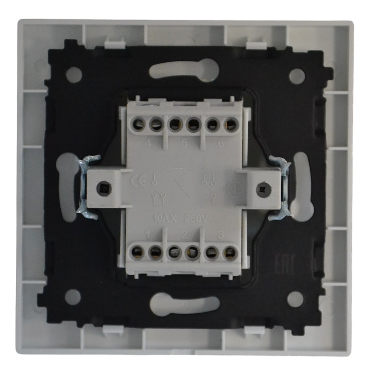 Выключатель проходной 2-кл. с подсветкой белый SD-P1008W AWSPRODUCTS