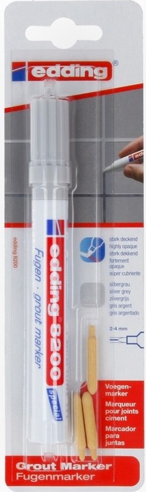 Маркер для затирки кафельных швов 2-4mm/cеребр-серый/БЛИСТЕР E-8200#1-B#26