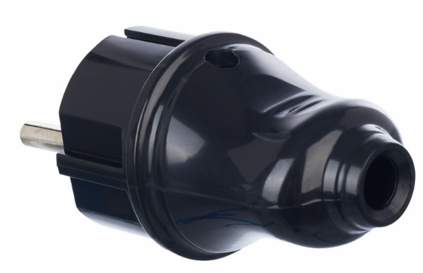 Вилка прямая с/з 16А Черная ВПп10-02-Ст IEK