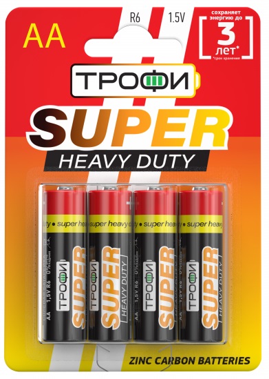 Батарейки Трофи R6-4BL SUPER HEAVY DUTY Zinc (40/720/25920)