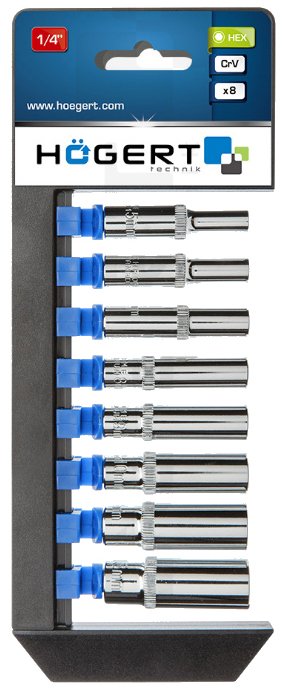 Набор головок удлиненных 50 мм 1/4", 8 шт. HOEGERT