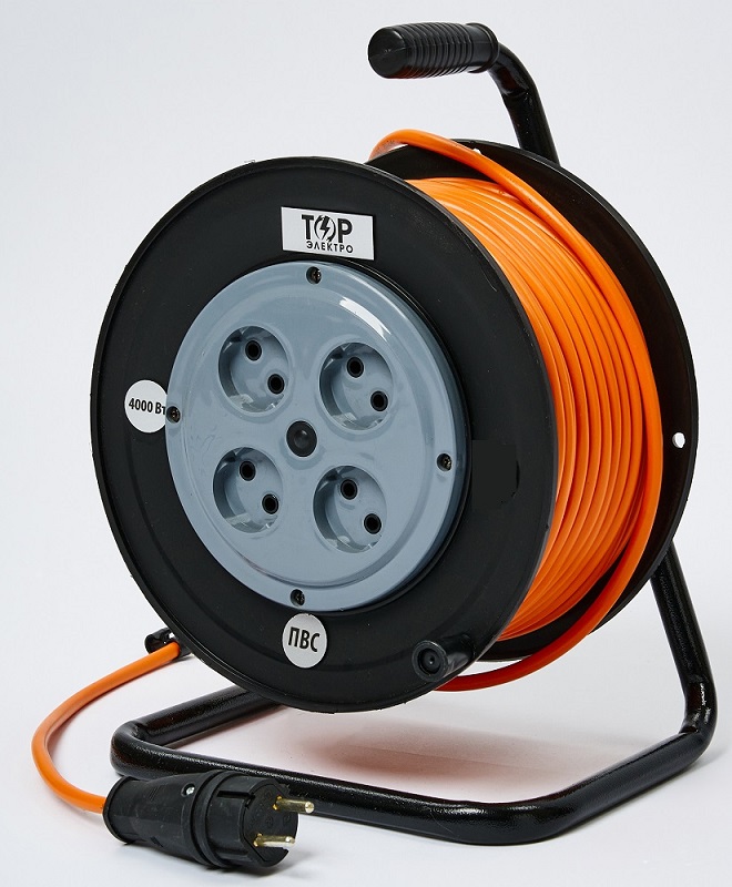 Удлинитель на катушке 4гн. 40м б/з ПВС ТОР
