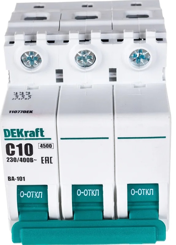 Автоматический выключатель ВА-101 B10/3 4.5кА Dekraft