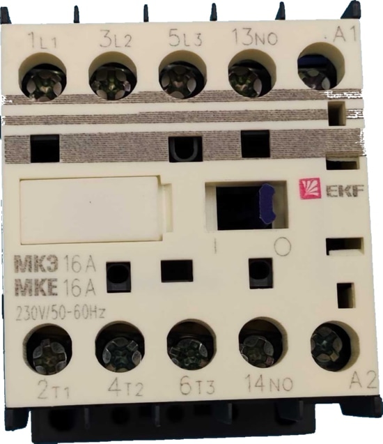 Контактор МКЭ 16А (кат.220В АС, 16А, 7,5кВт, 1но.) EKF