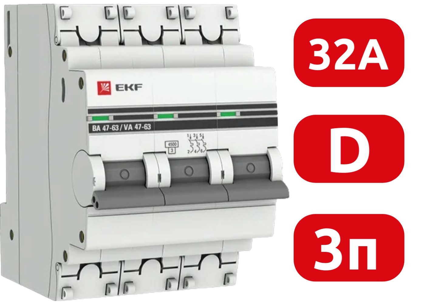 Автоматический выключатель ВА 47-63 D32/3 4.5кА Proxima EKF