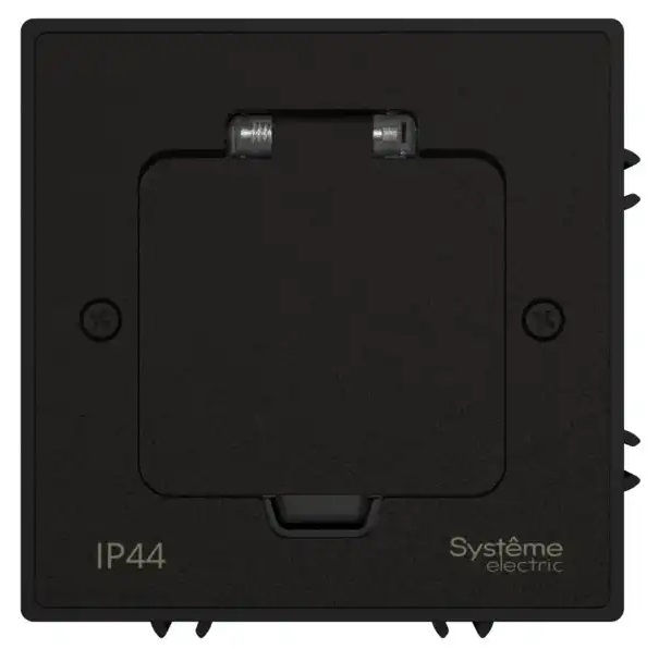 Лючок на 2 модуля черный матовый IP44 с монт.короб SE