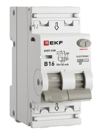 АВДТ-63N B16/1+N 30мА, тип АC, 6кА PROXIMA EKF