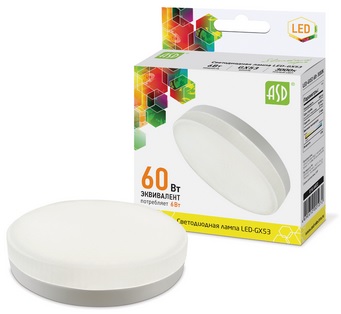 Лампа LED-GX53-standard 6Вт 220В 3000К 480Лм ASD