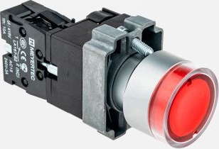 Кнопка с LED подсветкой, красная, 24V AC/DC, 1NC, металл MTB2-BW3461