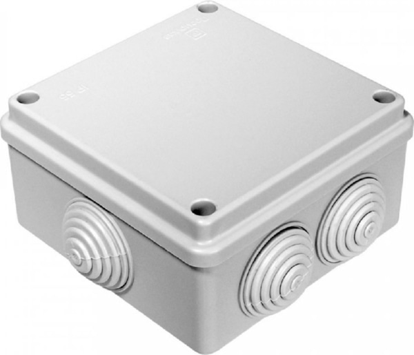 Коробка распред. о/п 100х100х50 IP55 СЕРАЯ атмосферостойкая HF УФ Промрукав (60)